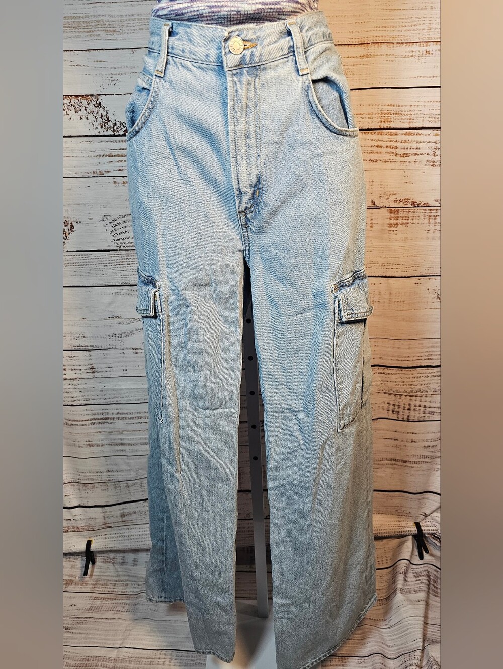 AGOLDE Minka High Rise Cargo Wide Leg Jeans Size 26 Light Wash